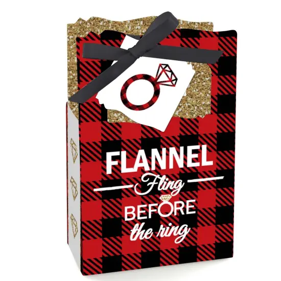 Big Dot of Happiness Flannel Fling Before the Ring - Buffalo Plaid Bachelorette Party Favor Boxes - Set of 12 {1}