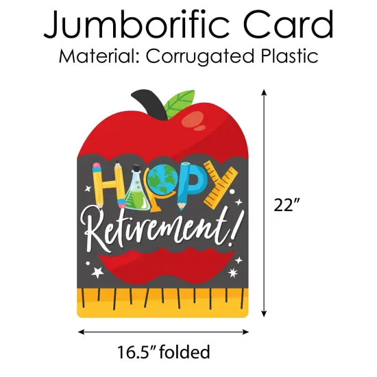 Big Dot of Happiness Teacher Retirement - Congratulations Giant Greeting Card - Big Shaped Jumborific Card {6}