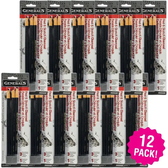 Multipack of 12 - Peel & Sketch Charcoal Pencils 3/Pkg {1}