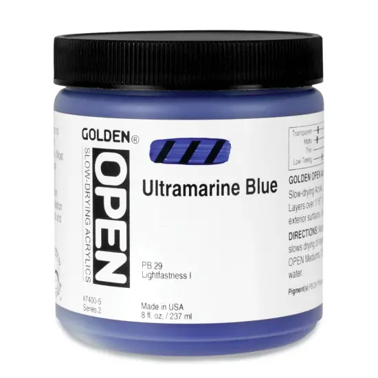Golden Open Acrylics - Ultramarine Blue, 8 oz Jar {1}