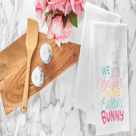 Believe In The Easter Bunny Rabbit Spring Flour Sack Kitchen Dishtowel {4}