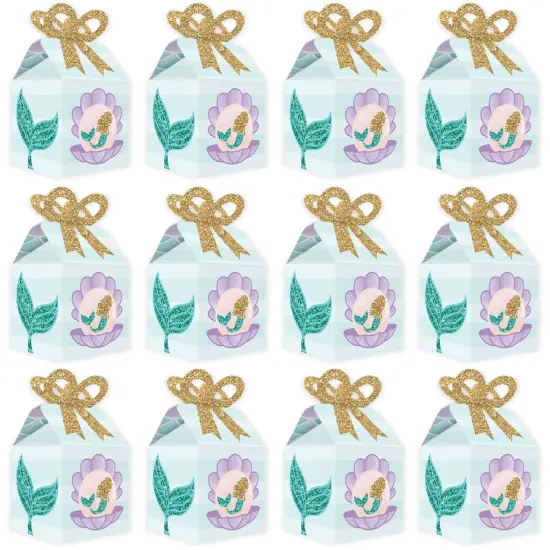 Big Dot of Happiness Let's Be Mermaids - Square Favor Gift Boxes - Baby Shower or Birthday Party Bow Boxes - Set of 12 {6}