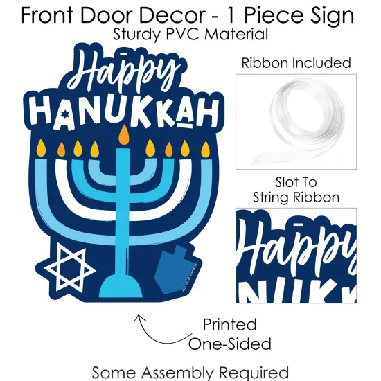 Big Dot of Happiness Hanukkah Menorah - Hanging Porch Chanukah Holiday Party Outdoor Decorations - Front Door Decor - 1 Piece Sign {6}