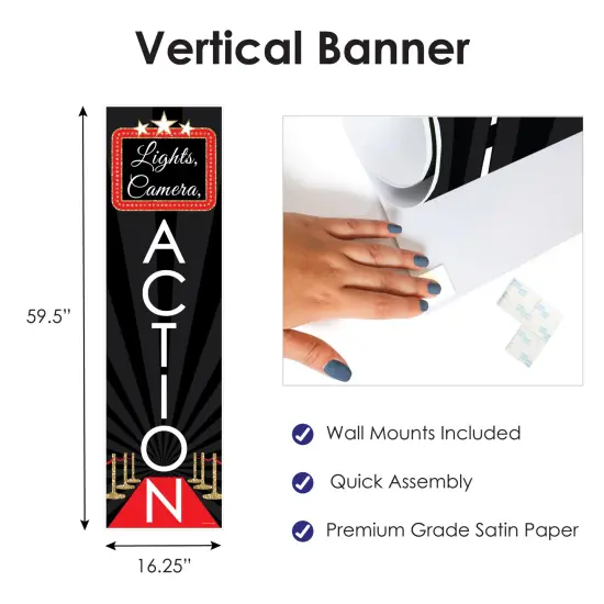 Big Dot of Happiness Red Carpet - Movie Night Party Front Door Decoration - Vertical Banner {4}