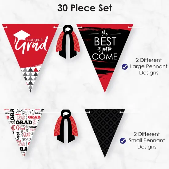 Big Dot of Happiness 30 Piece Red Graduation Party Pennant Triangle Banner {6}