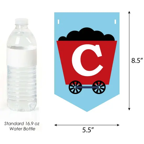 Big Dot of Happiness Railroad Party Crossing - Steam Train Birthday Party or Baby Shower Bunting Banner - Party Decorations - Chugga Chugga Choo Choo {4}