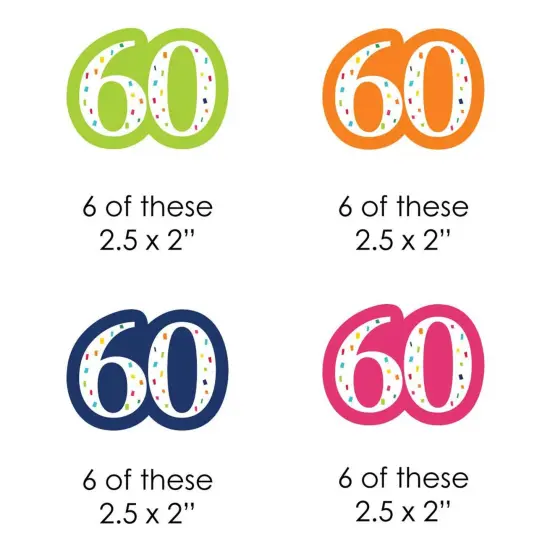 Big Dot of Happiness 60th Birthday - Cheerful Happy Birthday - DIY Shaped Colorful Sixtieth Birthday Party Cut-Outs - 24 Count {3}