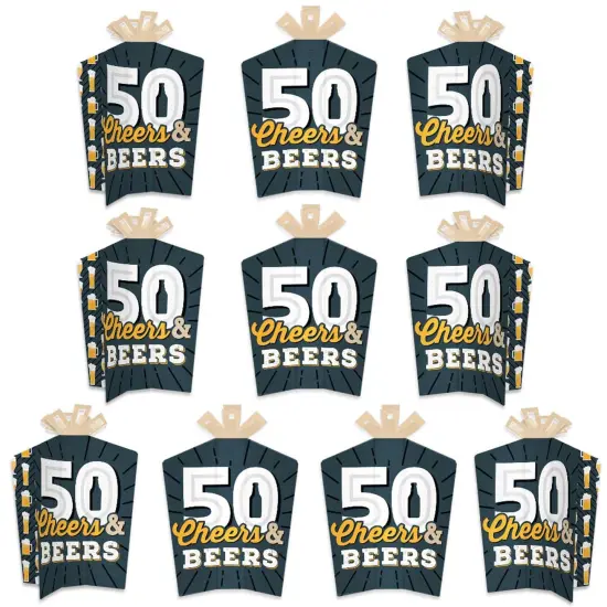 Big Dot of Happiness Cheers and Beers to 50 Years - Table Decorations - 50th Birthday Party Fold and Flare Centerpieces - 10 Count {1}