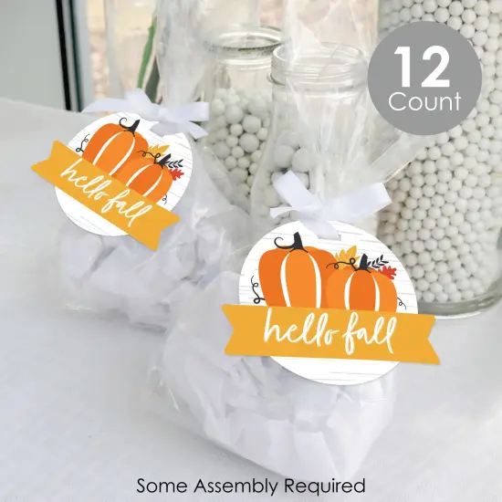 Big Dot of Happiness Fall Pumpkin - Halloween or Thanksgiving Party Clear Goodie Favor Bags - Treat Bags With Tags - Set of 12 {3}