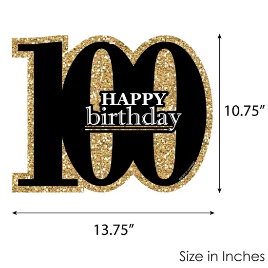 Big Dot of Happiness Adult 100th Birthday - Gold - Hanging Porch Birthday Party Outdoor Decorations - Front Door Decor - 1 Piece Sign {7}