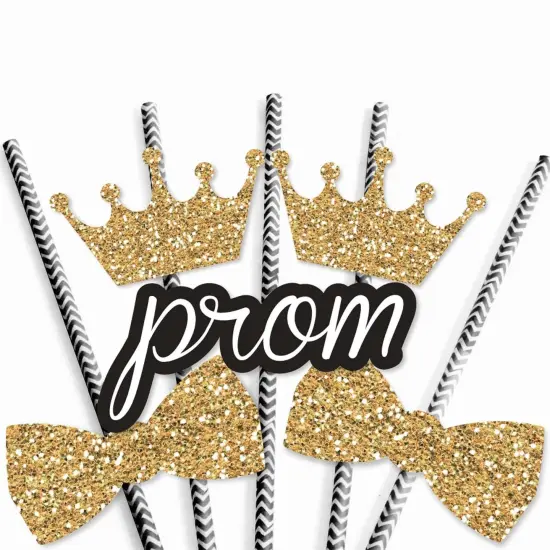 Big Dot of Happiness Prom - Paper Straw Decor - Prom Night Striped Decorative Straws - Set of 24 {6}