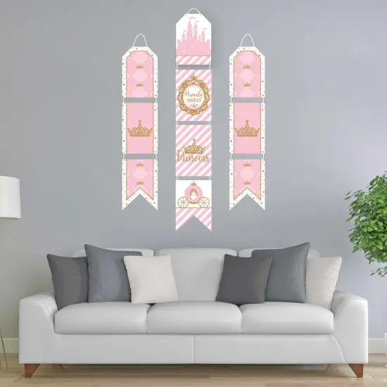 Big Dot of Happiness Little Princess Crown - Hanging Vertical Paper Door Banners - Baby Shower or Birthday Party Wall Decor Kit - Indoor Door Decor {3}