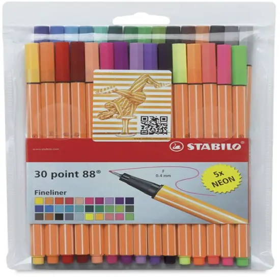 Stabilo Point 88 Fineliner Pens - Set of 30, Wallet, Assorted Colors {2}