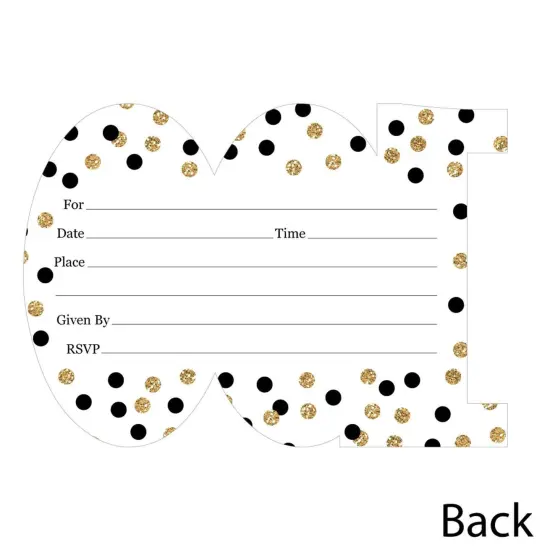 Big Dot of Happiness Adult 100th Birthday - Gold - Shaped Fill-In Invitations - Birthday Party Invitation Cards with Envelopes - Set of 12 {6}