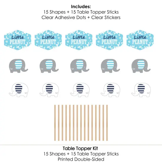 Big Dot of Happiness Blue Elephant - Boy Baby Shower or Birthday Party Centerpiece Sticks - Table Toppers - Set of 15 {7}