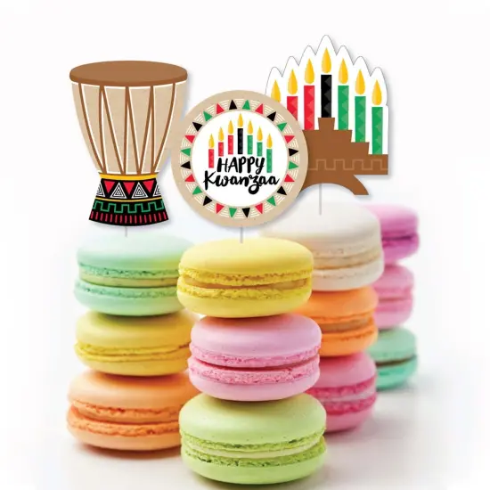 Big Dot of Happiness Happy Kwanzaa - Dessert Cupcake Toppers - Party Clear Treat Picks - Set of 24 {6}