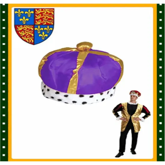New Majestic Renaissance King Queen Purple Crown Hat {1}