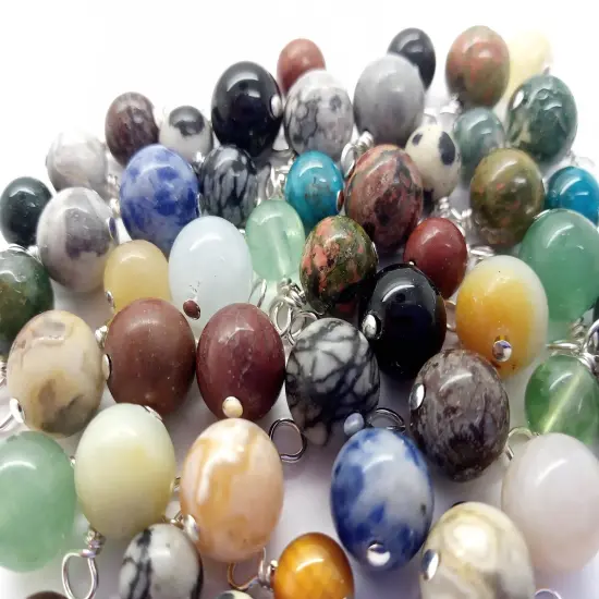 Gemstone Bead Charm Mix, 20 pieces, Assorted Stone Dangles, Adorabilities {5}