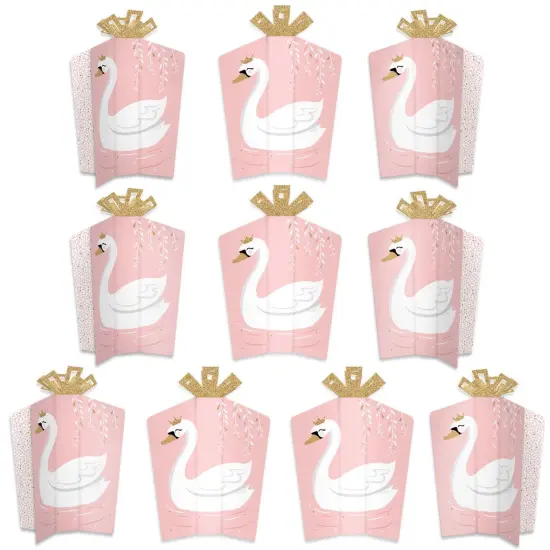 Big Dot of Happiness Swan Soiree - Table Decorations - White Swan Baby Shower or Birthday Party Fold and Flare Centerpieces - 10 Count {1}
