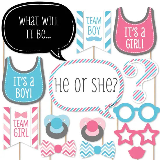 Big Dot of Happiness Chevron Baby Gender Reveal - Photo Booth Props Kit - 20 Count {1}