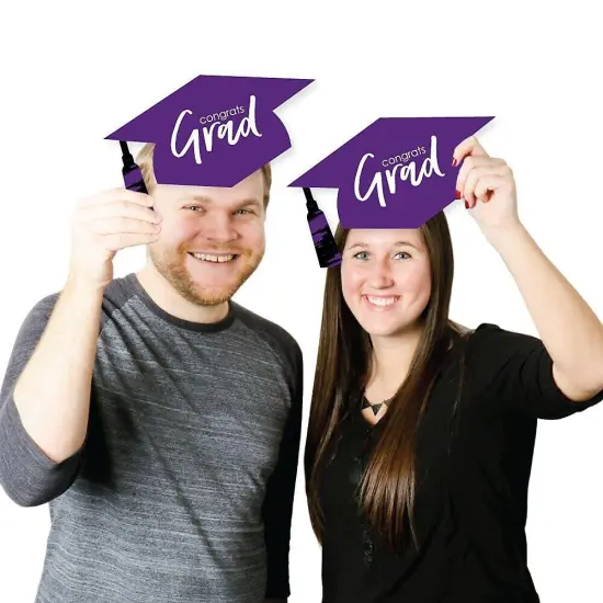 Big Dot of Happiness Purple Graduation Hat Decorations - DIY Large Party Essentials - 20 Count {4}