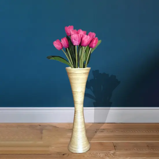 Decorative Modern Bamboo Display Floor Vase Hourglass Shape, 27 Inch Natural {2}