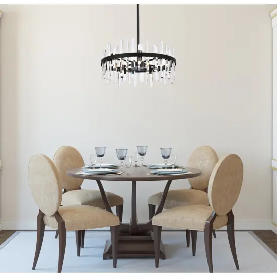 Serena 25 inch crystal round pendant in black {3}