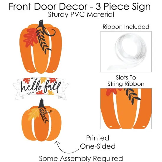 Big Dot of Happiness Fall Pumpkin - Hanging Porch Halloween or Thanksgiving Party Outdoor Decorations - Front Door Decor - 3 Piece Sign {6}