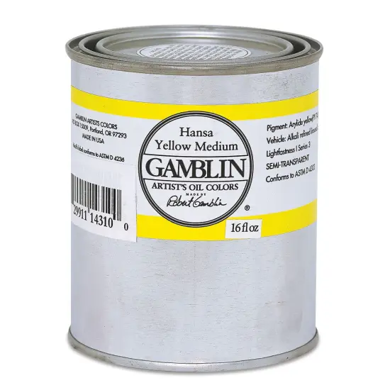 Gamblin Artist's Oil Color - Hansa Yellow Medium, 16 oz Can {1}