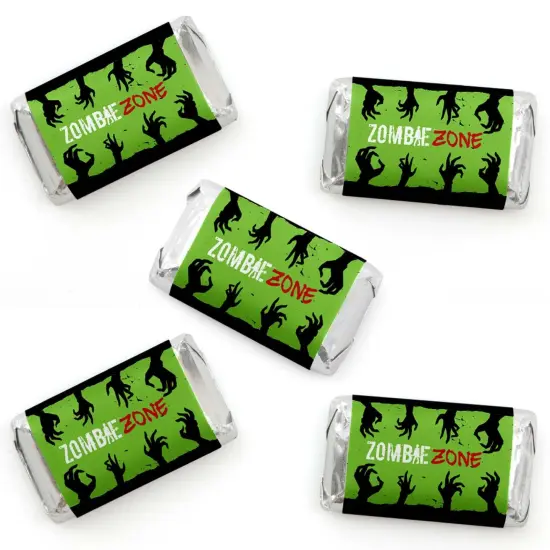 Big Dot of Happiness Zombie Zone - Mini Candy Bar Wrapper Stickers - Halloween or Birthday Zombie Crawl Party Small Favors - 40 Count {1}