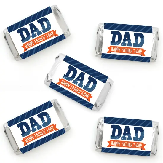 Big Dot of Happiness Happy Father's Day - Mini Candy Bar Wrapper Stickers - We Love Dad Party Small Favors - 40 Count {1}