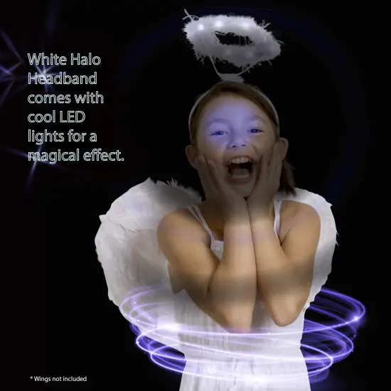 Light Up Angel Halo - White Feather Fluffy LED Halo Headband Accessories for Angel Costumes for Adults and Kids {3}