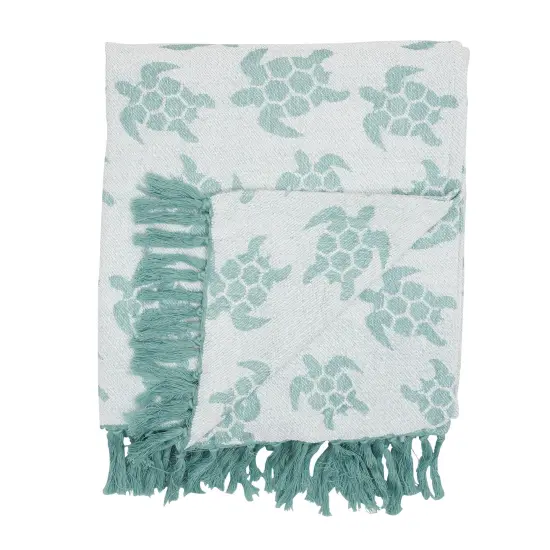 Chenille Sea Turtles Woven 50" x 60" Throw Blanket {1}