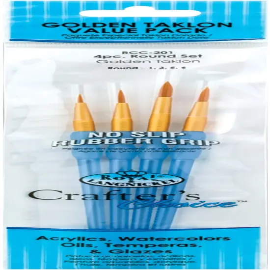 Crafter's Choice Gold Taklon Round Brush Set 4/Pkg {1}