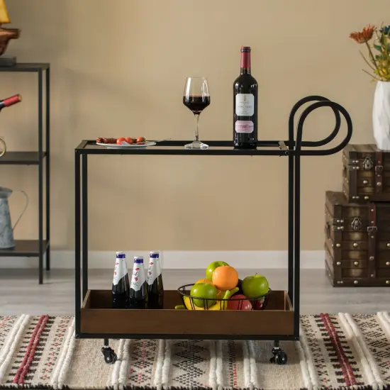 Metal Wine Bar Serving Cart with Rolling Wheels and Handles for Dining, Living room or Entryway {6}