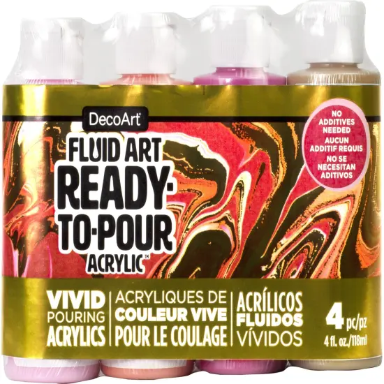 Decoart Fluidart Paint Pouring Value Pack 4/Pkg-Groovy Gold {1}