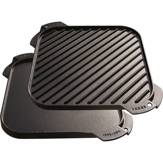 Lodge Logic LSRG3 Pre Seasoned Single Reversible Grill Griddle {3}