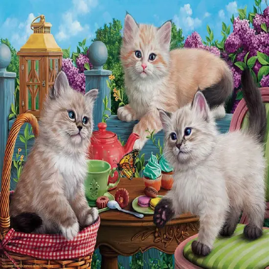 Sunsout Kitten Tea Party 500 pc Jigsaw Puzzle 42909 {1}