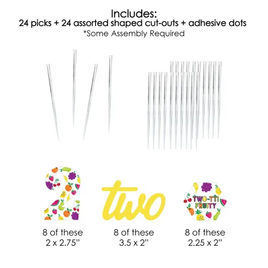Big Dot of Happiness 2nd Birthday TWO-tti Fruity - Dessert Cupcake Toppers - Frutti Summer Second Birthday Party Clear Treat Picks - Set of 24 {7}