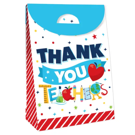 Big Dot of Happiness Thank You Teachers - Teacher Appreciation Gift Favor Bags - Party Goodie Boxes - Set of 12 {5}