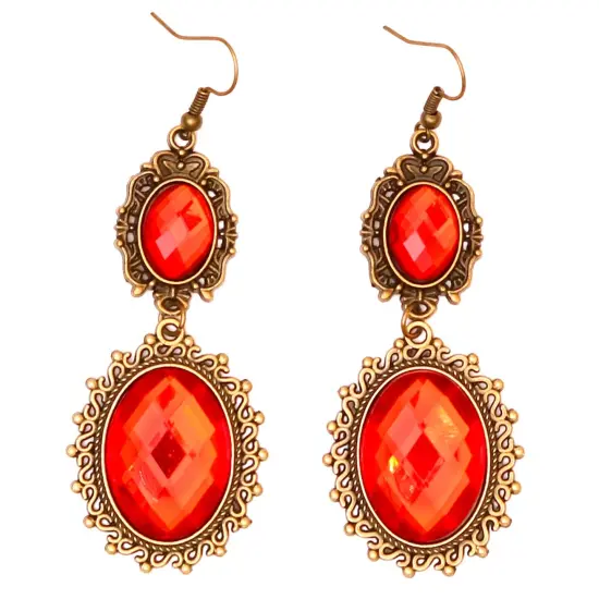 Gothic Vampire Jewelry Set - Black Lace Choker with Red Rhinestone Earrings Pirate Accessories Set for Women and Girls {5}