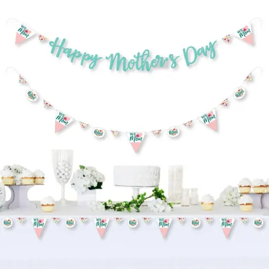 Big Dot of Happiness Colorful Floral Happy Mother's Day - We Love Mom Party Letter Banner Decor - 36 Banner Cutouts & Happy Mothers Day Banner Letters {3}