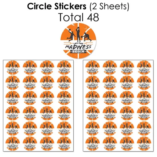 Big Dot of Happiness Basketball - Let The Madness Begin - College Basketball Party Candy Favor Sticker Kit - 304 Pieces {7}