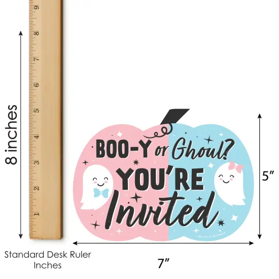 Big Dot of Happiness Boo-y or Ghoul - Shaped Fill-In Invitations - Halloween Gender Reveal Party Invitation Cards with Envelopes - Set of 12 {7}