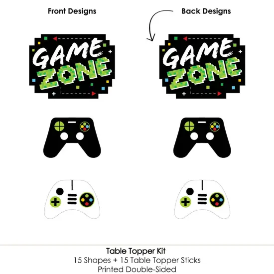 Big Dot of Happiness Game Zone - Pixel Video Game Party or Birthday Party Centerpiece Sticks - Table Toppers - Set of 15 {6}
