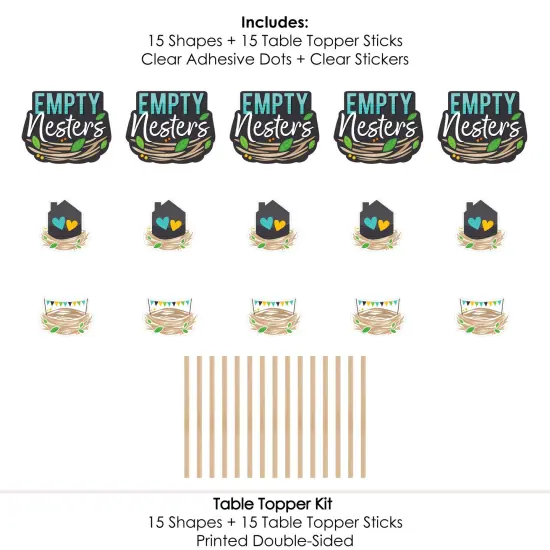Big Dot of Happiness Empty Nesters - Empty Nest Party Centerpiece Sticks - Table Toppers - Set of 15 {7}