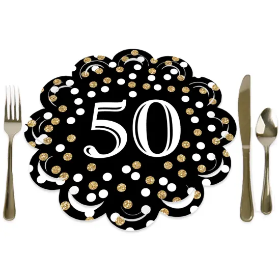 Big Dot of Happiness Adult 50th Birthday - Gold - Birthday Party Round Table Decorations - Paper Chargers - Place Setting For 12 {1}