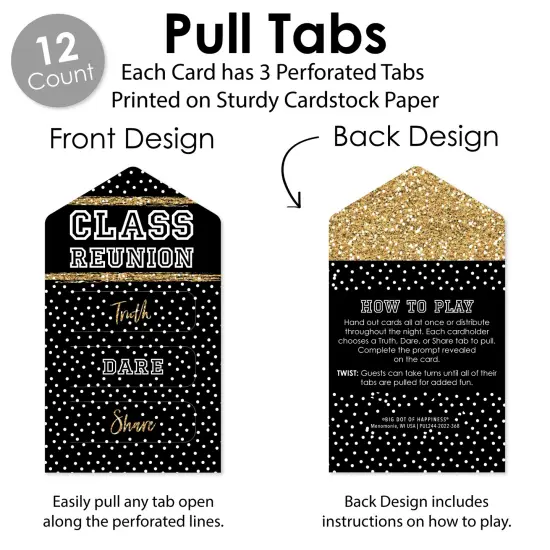 Big Dot of Happiness Reunited - School Class Reunion Party Game Pickle Cards - Truth, Dare, Share Pull Tabs - Set of 12 {4}