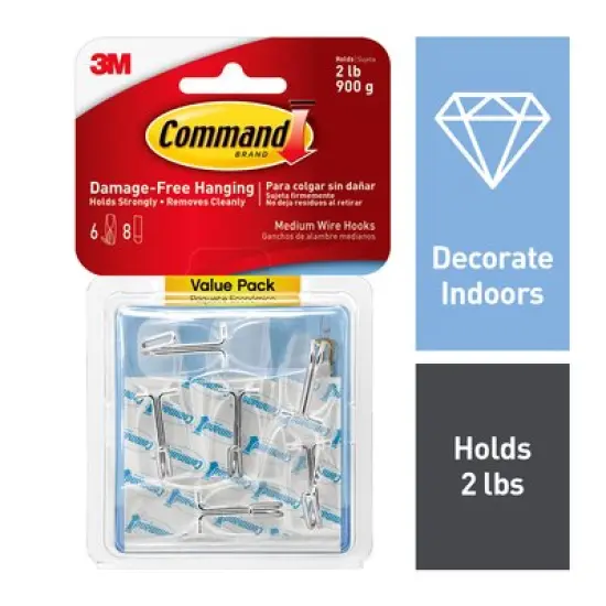 Command&trade; Medium Clear Wire Toggle Hook Value Pack 17065CLR-VP {1}
