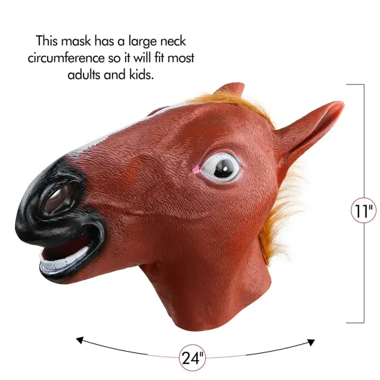 Horse Head Costume Mask - Realistic Brown Animal Head Horse Masks for Adults and Kids {6}